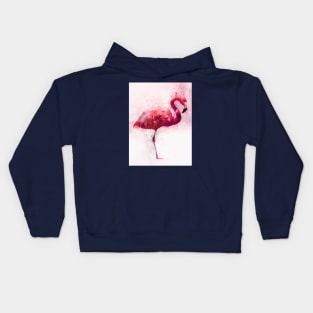 Dramabite Watercolor flamingo artistic painting pink Kids Hoodie